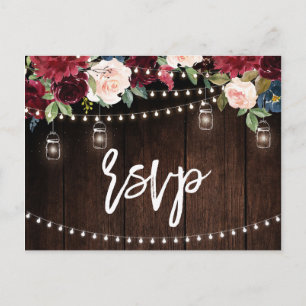 Burgundy Navy String Light Mason burk OSA Vykort