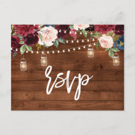 Burgundy Navy String Light Mason burk OSA Vykort