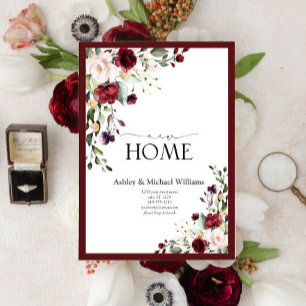 Burgundy New Home Flytta Announcement Adress Julkort