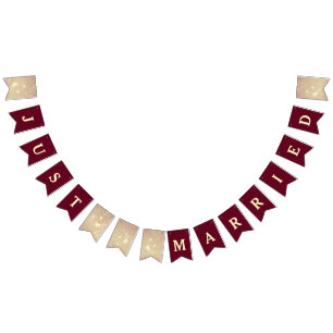 Burgundy Nygifta Wedding Bunting Flaggor