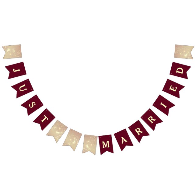 Burgundy Nygifta Wedding Bunting Flaggor (Alla)