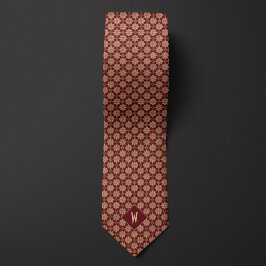 Burgundy och Beige Mandala Bröllopsman Slips