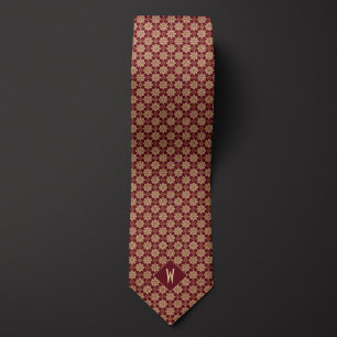 Burgundy och Beige Mandala Bröllopsman Slips
