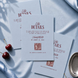Burgundy och Blå Bröllopsdetaljer RSVP-kod Tilläggskort