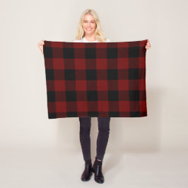 Burgundy och Black Buffalo Check Fleecefilt