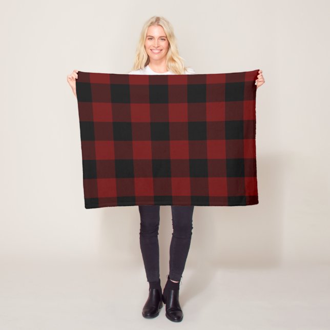 Burgundy och Black Buffalo Check Fleecefilt (På plats)