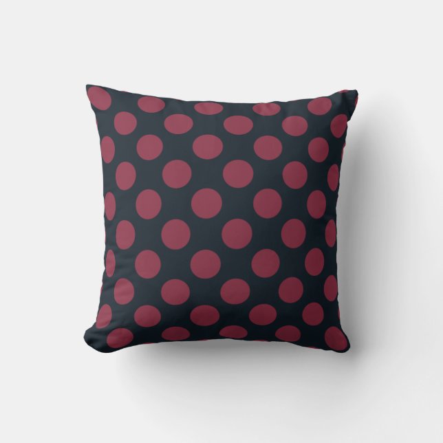 Burgundy och Black Polka Dot Kudde (Framsida)