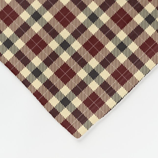 Burgundy och Black Tartan Play Fleece Blanket (Hörn)