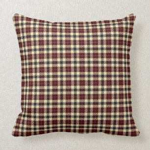 Burgundy och Black Tartan Play Square Pillow Kudde