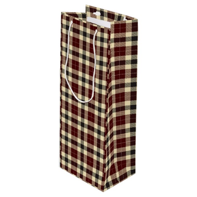 Burgundy och Black Tartan Play Vin Gift Bag (Framsidan Vinklad)