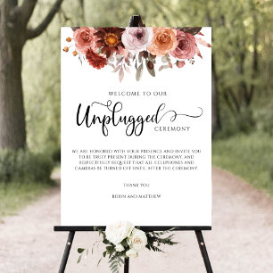 Burgundy och Blommigt, opluggad Ceremonisk signat Poster