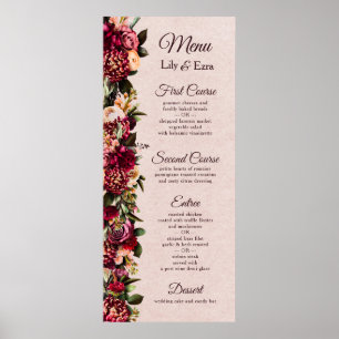Burgundy och Blommigt Poster