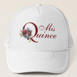Burgundy och Blue Blommigt Mis Quince Birthday Keps