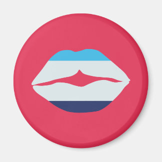 Burgundy och Blue Stripe Läppar Magnet