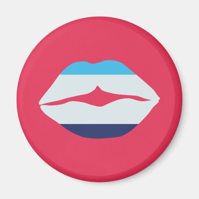 Burgundy och Blue Stripe Läppar Magnet (Framsidan)