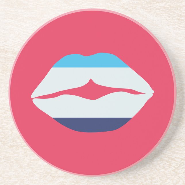 Burgundy och Blue Stripe Läppar Underlägg (Framsidan)