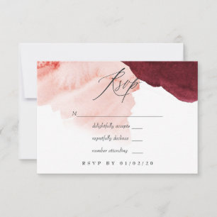 Burgundy och Blush Akvarell Bröllop OSA Kort