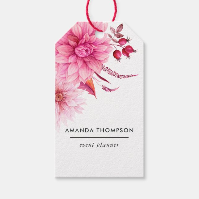 Burgundy och Blush akvarellblommor Presentetikett (Framsidan)
