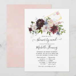 Burgundy och Blush Blommig Baby Shower via Posten Inbjudningar