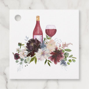 Burgundy och Blush Rosa Blommig Vinträffning Gåvor Etiketter