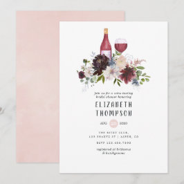 Burgundy och Blush Rosa Vinprovning Bröllopsdusch Inbjudningar