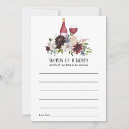 Burgundy och Blush Rosa Vinprovning Bröllopsdusch Rådkort