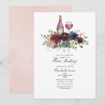 Burgundy och Blush Rosa Vinprovning Inbjudan