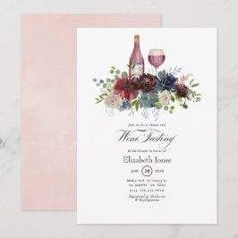 Burgundy och Blush Rosa Vinprovning Inbjudan