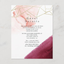 Burgundy och Blush Watercolor Bröllopsgäst Detalje Tilläggskort
