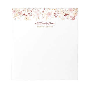 Burgundy och Blush Wildflower Anpassad Anteckningsblock