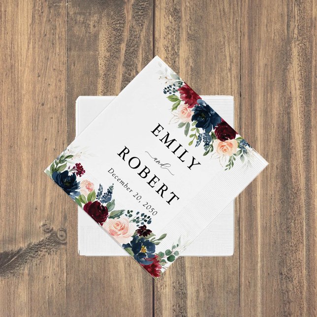 Burgundy och Bröllop Napkin Pappersservett (Skapare uppladdad)