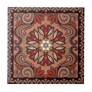 Burgundy och bruntPaisley mönster Kakelplatta