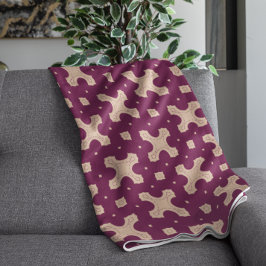 Burgundy och Cream Geometric Minimalist Mönster Fleecefilt