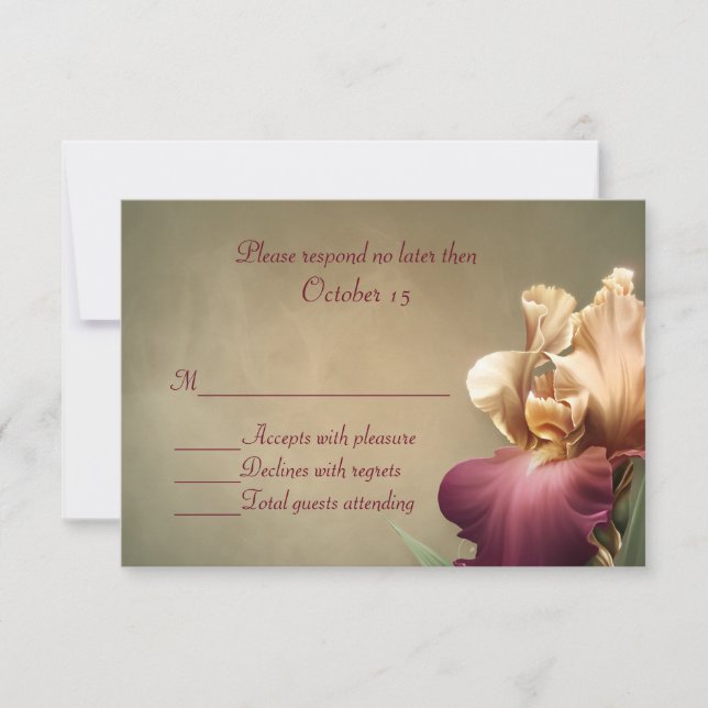Burgundy och Cream Iris-Bröllop OSA Card (Framsida)