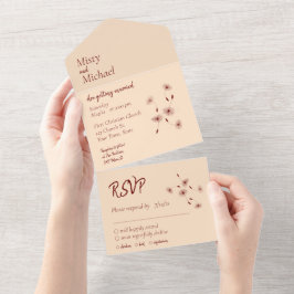 Burgundy och  Dandelion Seeds Minimal Bröllop