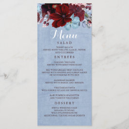 Burgundy och Dusty Blue Bröllop Menus Program