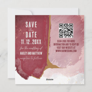 Burgundy och Dusty rosa Watercolor Spara datum Julkort