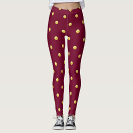Burgundy och Gold Dot Leggings