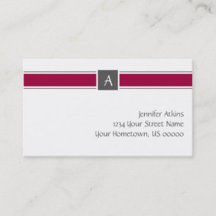 Burgundy och grå Monogramvisitkort Visitkort