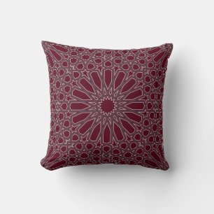 Burgundy och Grått Alhambra Geometric Mönster Kudde