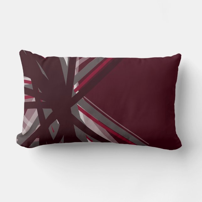 Burgundy och Grått Artistic Abstract Design Lumbarkudde (Framsida)