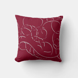Burgundy och Grått Modern Elegant Abstrakt Swirls Kudde