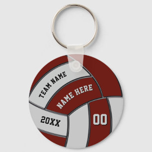 Burgundy och Grått Volleyball Keychains Personaliz Nyckelring