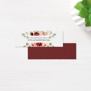 Burgundy och Greenery Blommigt Bröllop webbplats Litet Visitkort