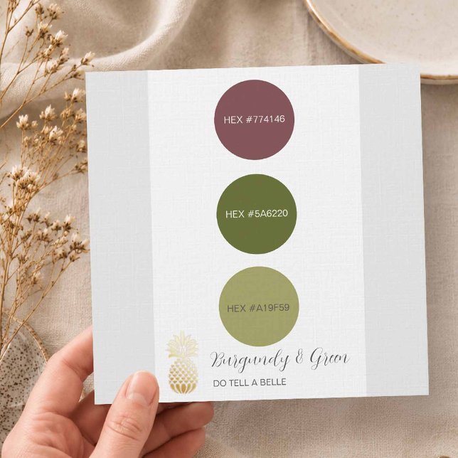 Burgundy och grön bröllopsfärgspalett inbjudningar (Fall wedding colors burgundy and green)
