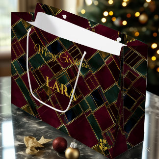 Burgundy och grön geometrisk jul Anpassad