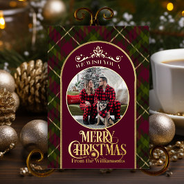 Burgundy och Grönt med Namn och fotojul