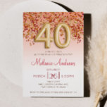 Burgundy och Guld 40:e födelsedagsinbjudan Inbjudningar<br><div class="desc">Det här är en burgundisk guld glitter och konfetti temat 40:e födelsedagen Party Inbjudan.</div>