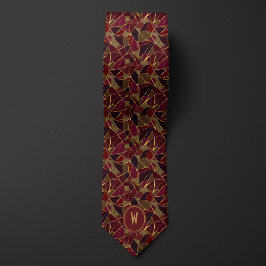 Burgundy och guld Abstrakt glasmålning Slips
