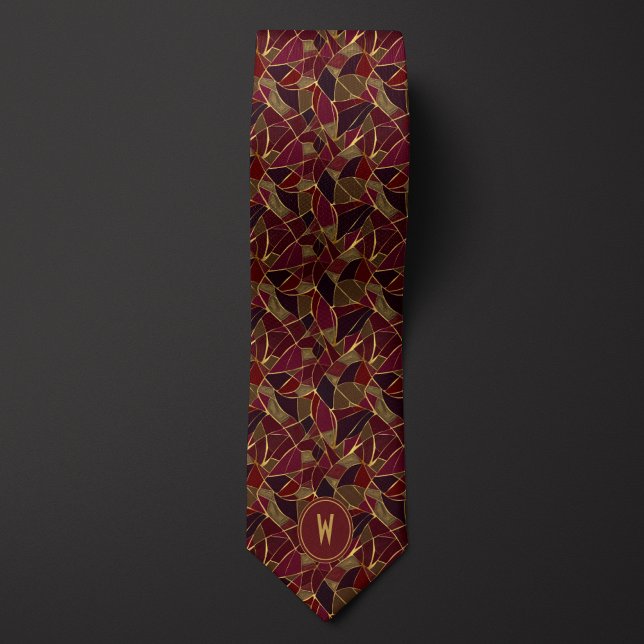 Burgundy och guld Abstrakt glasmålning Slips (Skapare uppladdad)